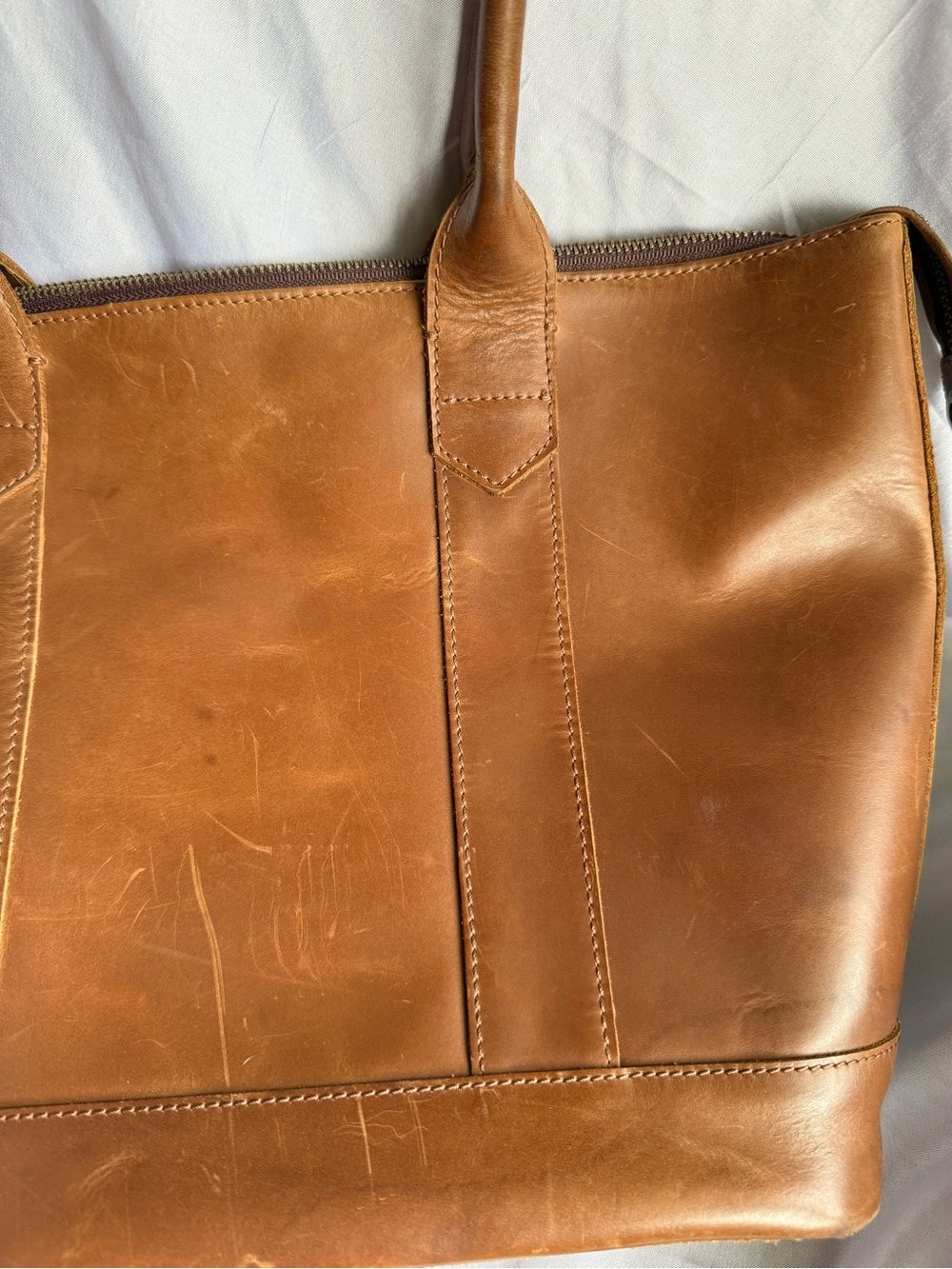 Classic Leather Tote Bag in Cognac Brown - Picture 6 of 16